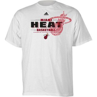 adidas Mens Miami Heat Bankshot Short Sleeve T Shirt   Size Small, White