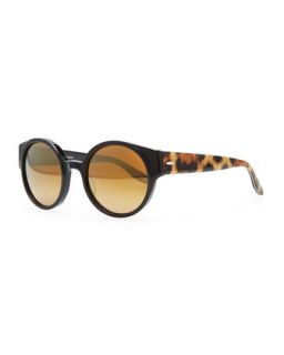 Feldon Round Sunglasses, Black/Leopard   Barton Perreira   Black