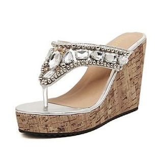 Sparkling Glitter Womens Wedge Heel Platform Sandals with Rhinestone Shoes(More Colors)