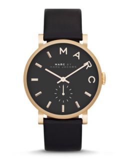 Baker Analog Watch with Leather Strap, Golden/Black   MARC by Marc Jacobs  