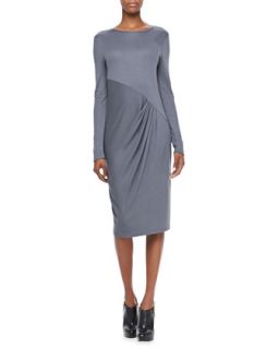 Womens Long Sleeve Dress with Pleated Front   DKNY   Ashe grey (SMALL/4 6)