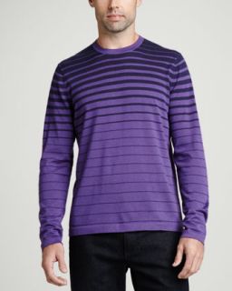 Mens Superfine Cashmere Striped Sweater, Purple Stripe   Purple stripes (SMALL)