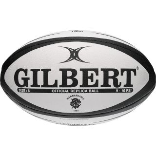 GILBERT Barbarians Official Replica Rugby Ball   Size 5, White/black