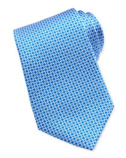 Mens Oval Print Silk Tie, Blue   Isaia   Blue