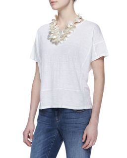 Womens Organic Linen Short Sleeve Box Top   Eileen Fisher   Cantalope (XL (18))