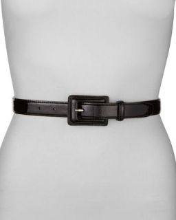 1 Patent Leather Belt, Black   Black (SMALL)