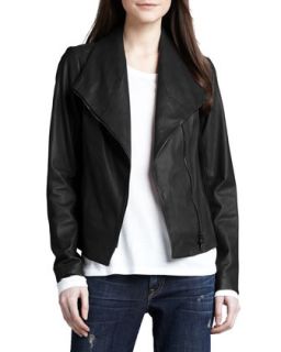 Womens Leather Scuba Jacket   Vince   Black (X SMALL)