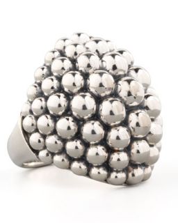 Large Sterling Silver Bold Caviar Dome Ring   Lagos   Silver (7)