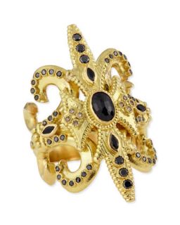 Sue�o Black Sapphire & 18k Gold Scroll Ring   Armenta   Sapphire (18k )