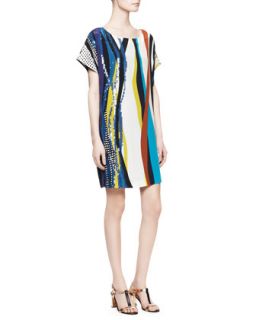 Womens Tania Short Sleeve Glass Patch Dress, Multicolor   Diane von