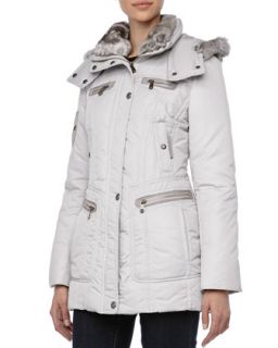 Womens Pulse Outerwear System Coat w/ Fur Trim, Ice   Andrew Marc   Ice (X 