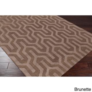 Surya Carpet, Inc Hand Loomed Drome Solid Tone on tone Geometric Wool Area Rug (8 X 11) Brown Size 8 x 11