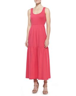 Womens Tiered Long Tank Dress   Joan Vass   Raspberry (1 (6 8))