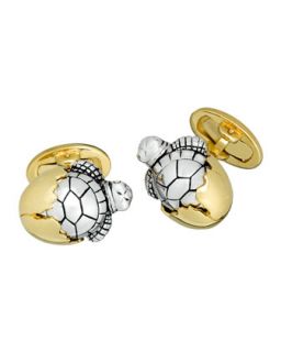 Mens Hatching Turtle Cuff Links   Jan Leslie   Silver/Gold
