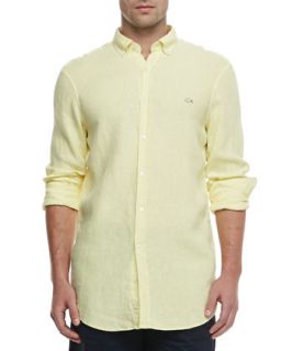 Mens Classic Fit Linen Shirt, Yellow   Lacoste   Yellow (XX LARGE)