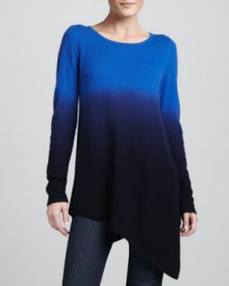 Womens Ombre Cashmere Asymmetric Tunic   Blue/Navy (MEDIUM/8 10)