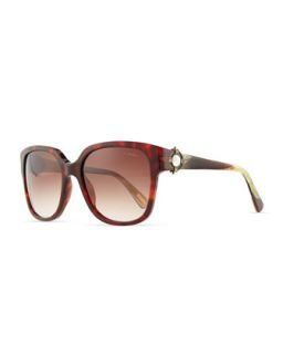 Tortoise Sunglasses with Mother of Pearl, Brown   Lanvin   Brown