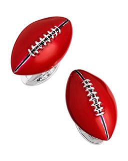 Mens Hand Painted Football Cuff Links, Red   Jan Leslie   Red
