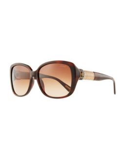 Shiny Square Sunglasses with Crystal Temples, Brown   Lanvin   Brown