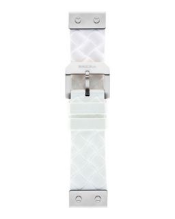 22mm White Woven Silicone Strap, Stainless   Brera   White (22mm )