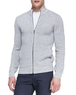 Mens Zip Front Textured Sweater, Cream/Ink   Theory   Cream/Ink (SMALL)