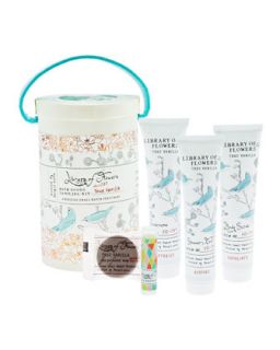 True Vanilla Field Bath Goods Sampling Kit   Library of Flowers   White