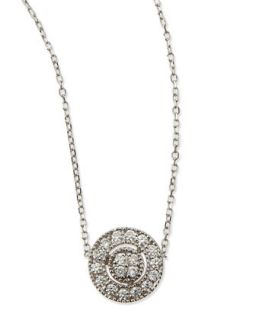 Round Antiqued Pave Diamond Necklace   KC Designs   White gold