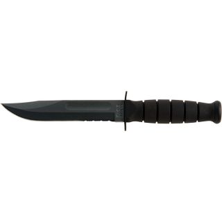 Ka Bar Short Serrated Edge Black Knife w/ Hard Sheath (212598)