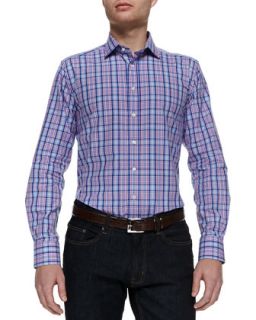 Mens Plaid Button Down Shirt, Pink/Blue   Etro   Multi (44)