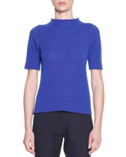 Womens Short Sleeve Cashmere Knit Tee   Piazza Sempione   Cobalt (38/4)