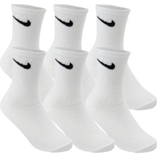 NIKE Kids Performance Crew Socks   6 Pack   Size 6 7, White/black