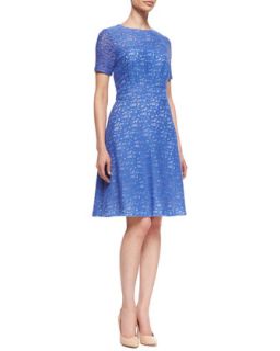 Womens Lace Fit and Flare Dress   Kay Unger New York   Periwinkle (16)