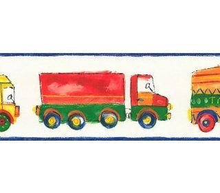 Wallpaper Border Kids and Children Color Drawings of Playschool Trucks    