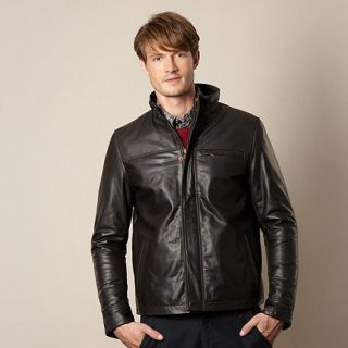 RJR.John Rocha Big and tall designer dark brown leather zip jacket