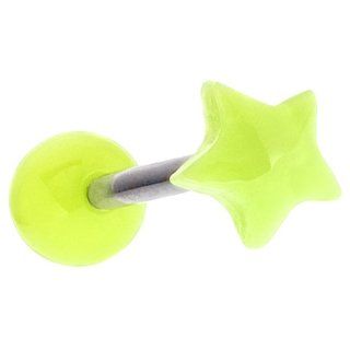 Neon Green Acrylic Star Tongue Ring Barbell Body Piercing Barbells Jewelry