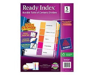 * AVERY 5 TAB MULTICOLOR READY   Binder Index Dividers