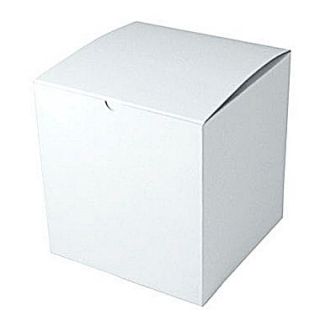 Shamrock 8 x 8 x 8 1/2 White Gloss Embossed Tuck It 1 Piece Folding Gift Box, White
