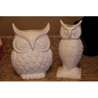 Creative Co op Glee Dolomite Owl Vase, 9 Inch, White   Decorative Vases