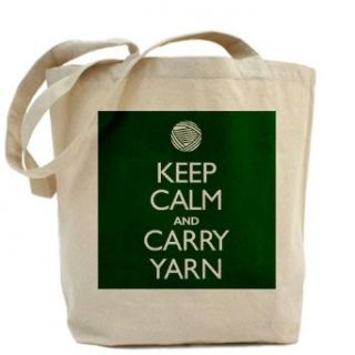 Green Keep Calm and Carry Yarn Tote bag Tote Bag by  Clothing