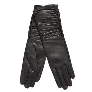 RJR.John Rocha Designer black leather ruched longline gloves
