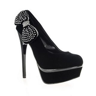 Quiz Black diamante bow chain platform shoes