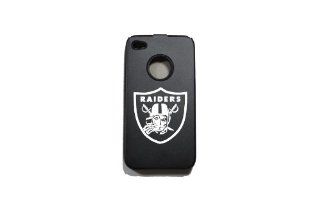 Apple iphone 4/4s Metal Aluminum&Silicone Case LaserEtch NFL AFC West Oakland Raiders Skull 2 Cell Phones & Accessories