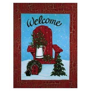 Welcome Red Adirondack Chair Mini Flag  Outdoor Decorative Flags  Patio, Lawn & Garden