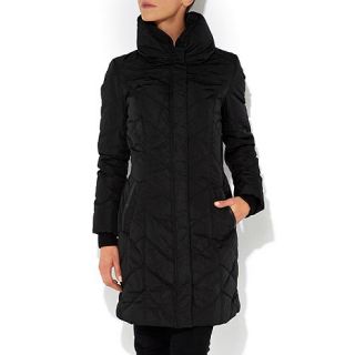Wallis Black rouch collar padded coat