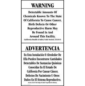 California Prop 65 Chemicals Cancer Bilingual Sign CAWB 13938 Port  Business And Store Signs 