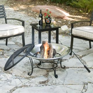 Naples 28 Inch Stainless Steel Fire Pit with Free Cover   Fire Pits