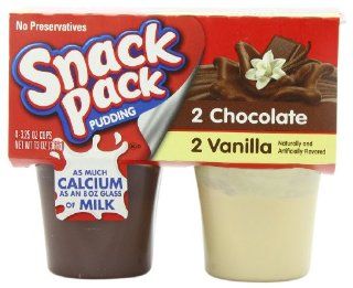 Snack Pack Made with Real Non Fat Milk Variety Pudding, 18 Chocolate Chuckless, 18 Vanilla Chuckless, 117 Ounce  Market Real  Grocery & Gourmet Food