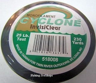 Cyclone "InvisiClear" Monofilament Line   25 lb. Test   230yds  Monofilament Fishing Line  Sports & Outdoors