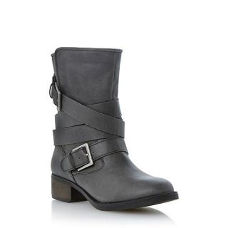Head Over Heels by Dune Black strap and buckle detail calf boot