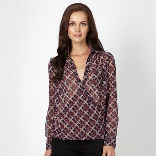 J by Jasper Conran Designer purple checked wrap blouse